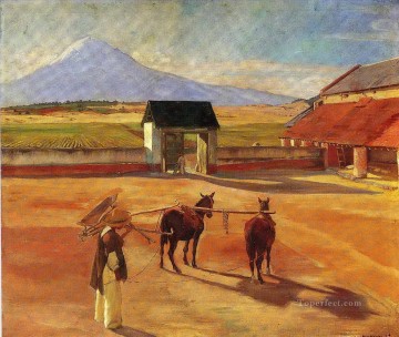 Diego Rivera Painting - the era the threshing floor 1904 Diego Rivera